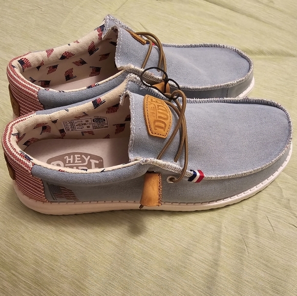 Hey Dude Other - NWOT Hey Dude Wally Americana Denim Stripe Men's Size 9